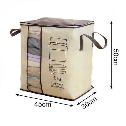 Multipurpose Non Woven Storage Bag Organizer With Handle Transparent Visual Window for Clothes & Blanket A quality