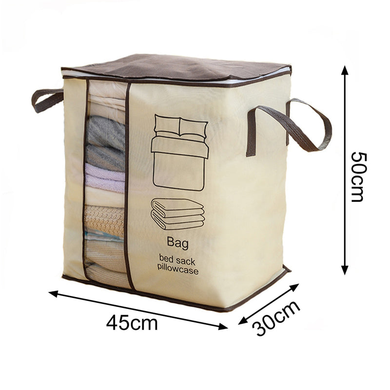 Multipurpose Non Woven Storage Bag Organizer With Handle Transparent Visual Window for Clothes & Blanket