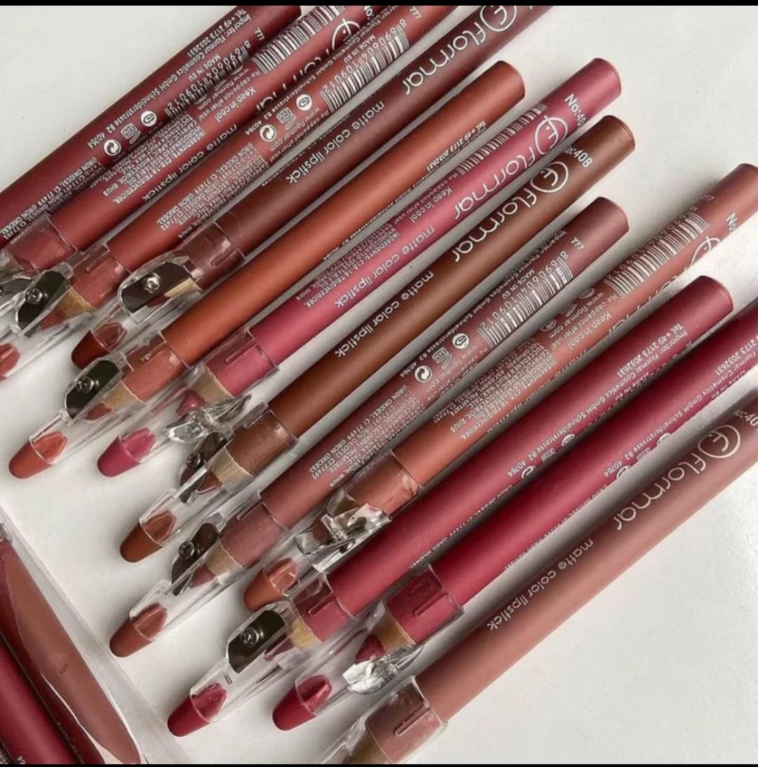FLORMAR Matte Lipstick Lip Liner Lip Pencils pack of 12pcs
