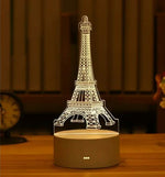 Eiffel Tower Nightlight 3D Illusion Visual LED Desk Lamp with USB Cable