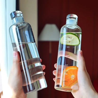 Transparent Plastic Water Bottle With Time Marker