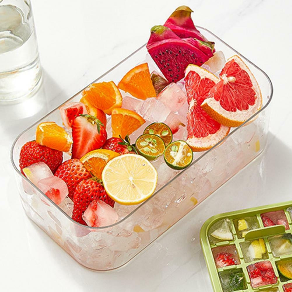 32 Grid Silicone Ice Cube Tray Mold With Lid Shovel Storage Box