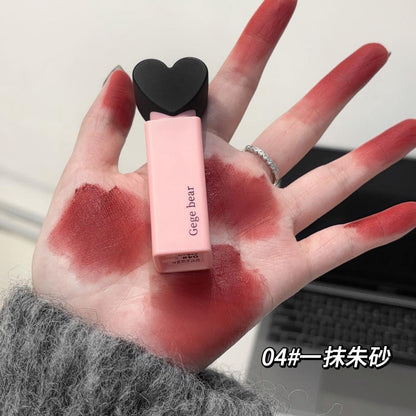 Gege Bear Dream Love Heart Lipstick Velvet Matte Lip Gloss 6Pcs Set