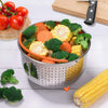 Stainless Steel 2in1 Deep Fryer Steamer Basket with Silicone Covered Handle