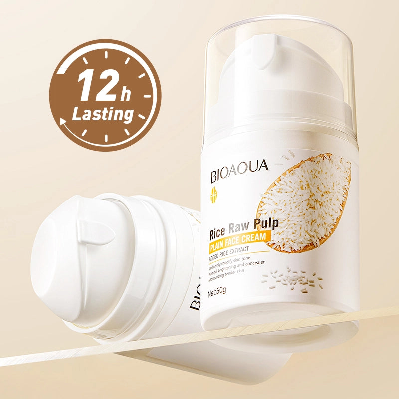 BIOAQUA Rice Raw Pulp Plain Face Cream Uniformly Modify Skin Tone Natural Brightening Concealer Moisturizing 50g