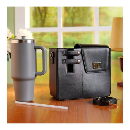 Stanley Tumbler Leather Carry Cross Body Bag With Storage Pocket