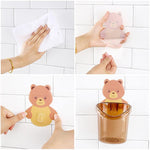 Wall Mounted Bear Toothbrush Holder Cup Punch Free Adhesive