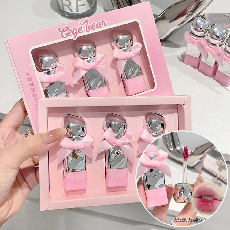 Gege Bear Bow Knot Lip Gloss 3Pcs Set