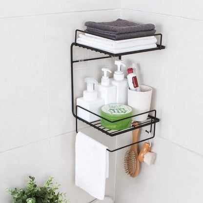 Multifunctional Wall Mounted 2 Tier Corner Shelves Storage Rack Organizer