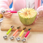 Stainless Steel Watermelon Baller Cutter Carving Knife Double Side Fruit Digging Ice Cream Platter Spoon