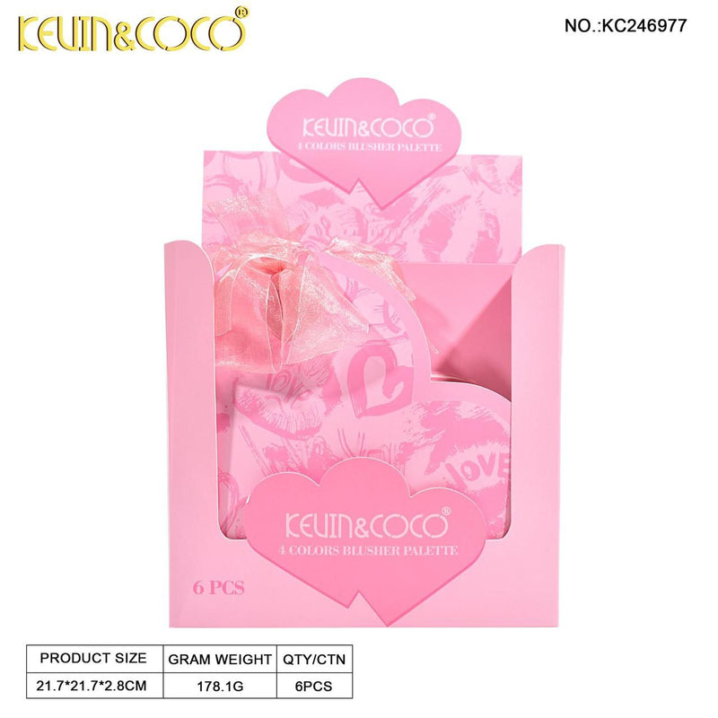 Kevin & Coco 4 Color Heart Shape Airy Mousse Blush Set Pack of 4