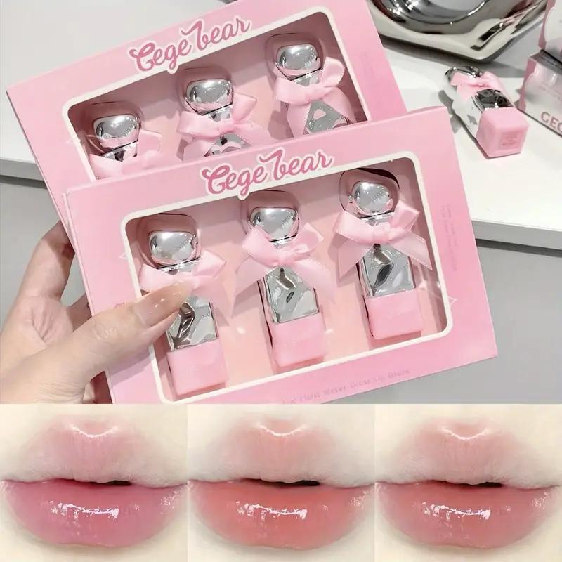 Gege Bear Bow Knot Lip Gloss 3Pcs Set