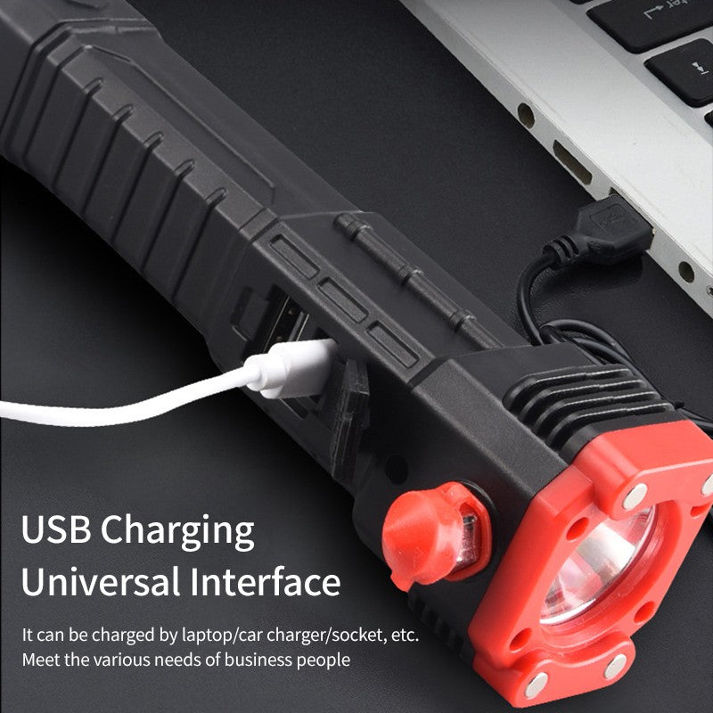 Portable USB Rechargeable LED Flashlight With Hammer Torch Waterproof