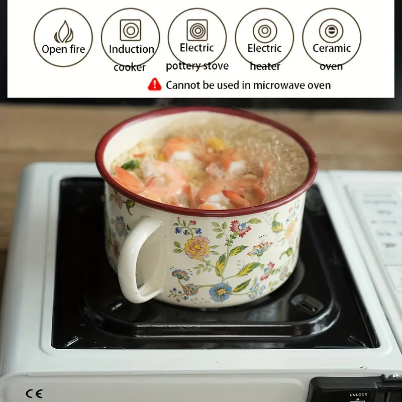 Multifunctional Heating Pot Bowl With Lid For Noodles Food Gas and Electric Stovetop Safe for Kitchen