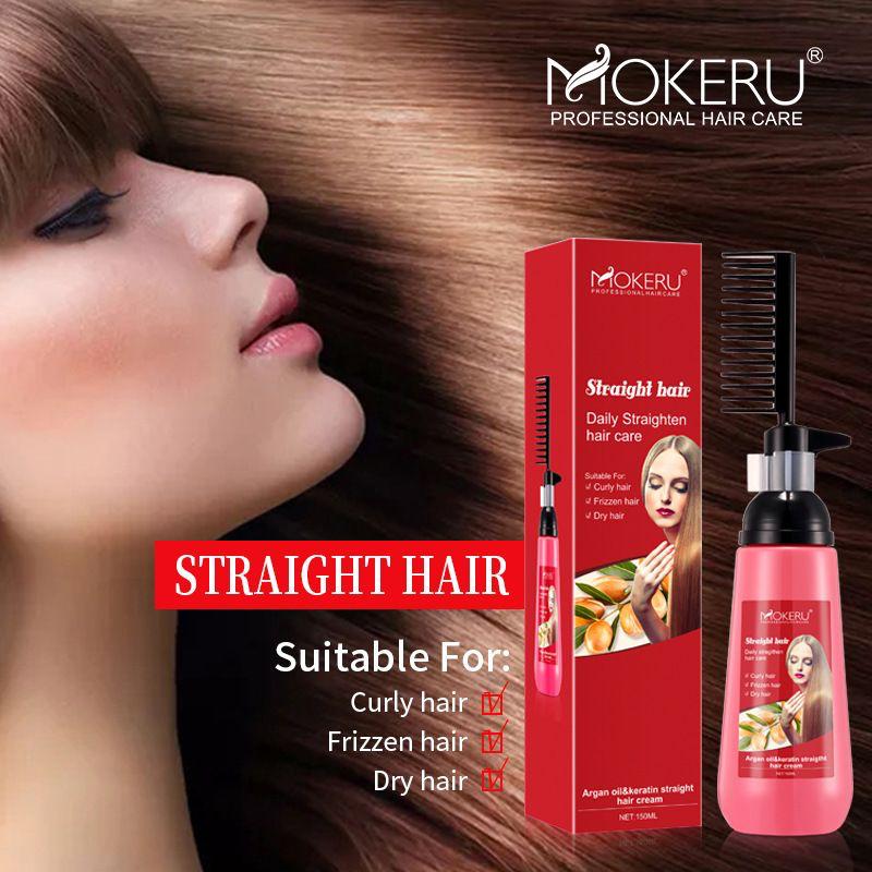 MOKERU Straight Hair Argon Oil And Keratin Cream Comb