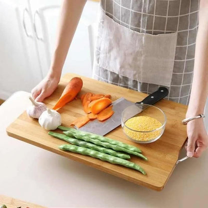 Bamboo Wooden Cutting Board With Stainless Steel Handle