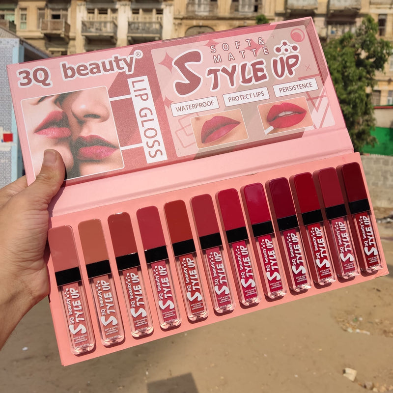 3Q Beauty Soft And Matte Style Up Matte Lip Gloss 12Pcs Set