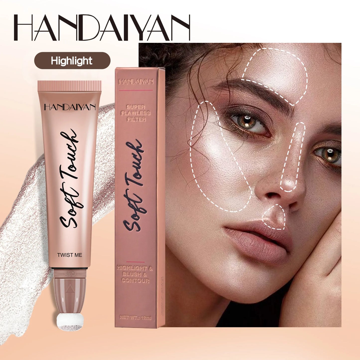 Handaiyan Soft Touch Puff Tube Blush & Highlighter Stick