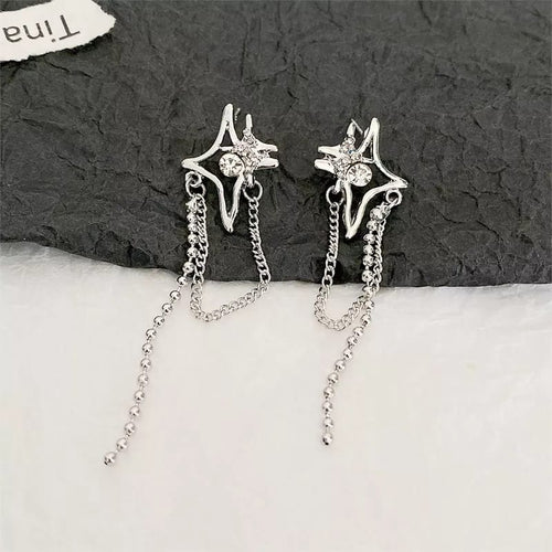 Silver Color Star Tassel New Earrings