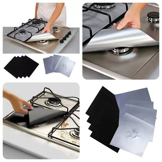 Stove Sheet Pack Of 4Pcs Reusable Double Non-Stick Gas Stove Protector