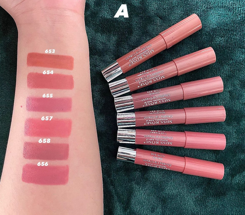 Miss Rose Matte Lip Color Crayon Set (6 Shades)
