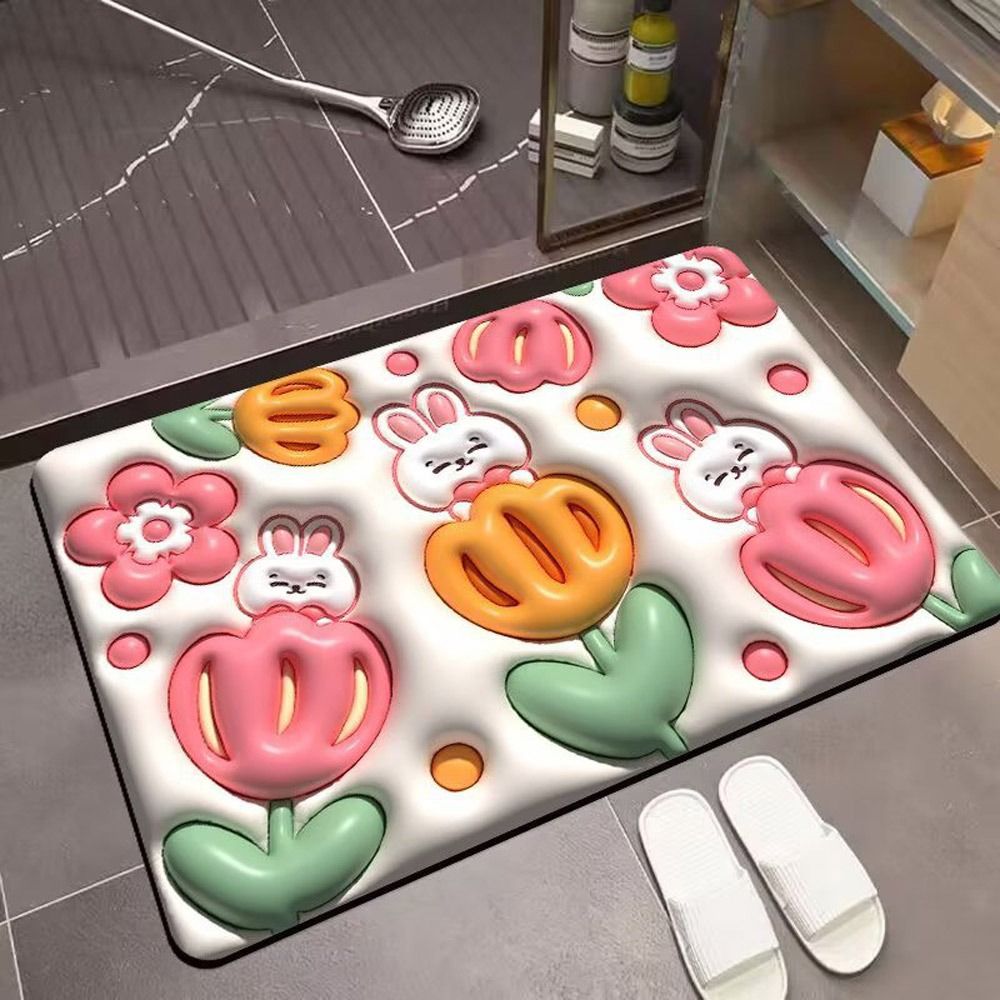 Absorbent Mat Flower Soft Diatom 3D Mud Floor Mat Bathroom Non-Slip Rug