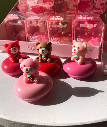 Hudamoji 4pcs Cute Bear Moisturiser Lip Mask