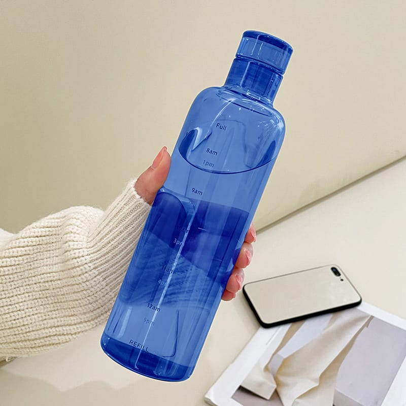 Transparent Plastic Water Bottle With Time Marker