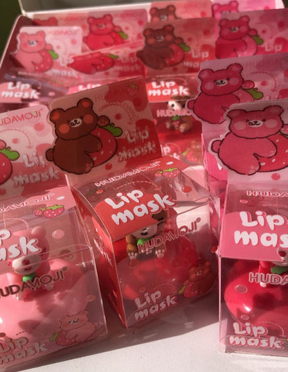Hudamoji 4pcs Cute Bear Moisturiser Lip Mask