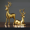 Nordic Luxury Resin Deers Statue Ornament 2Pcs Set Fiber Material