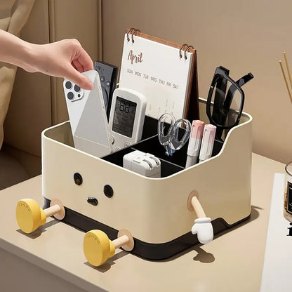 Multifunctional Cute Cartoon Desktop Organizer With Built-In Calendar Stand Personal Care Items Office Supplies & Tech Accessories Space Saving Countertop Storage Box