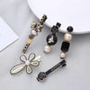 5Pcs Black And White Beads Flower And Bear Hair Clip Card