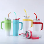 New Big Mac Stainless Steel Travel Cup 40Oz Large Capacity Handle Large Ice Cup Straw Warm-Keeping Water Cup