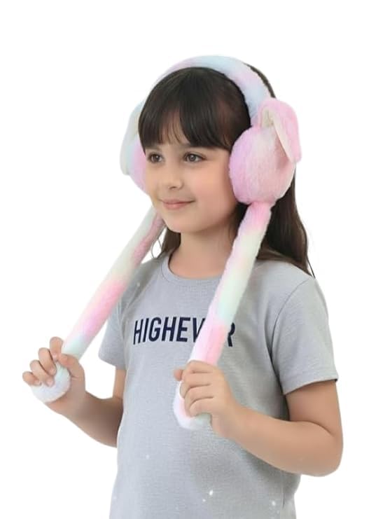 Kids Winter Plush Bunny Ear Earmuffs with Long Paws Soft Warm Noise-Reducing Ear Warmer