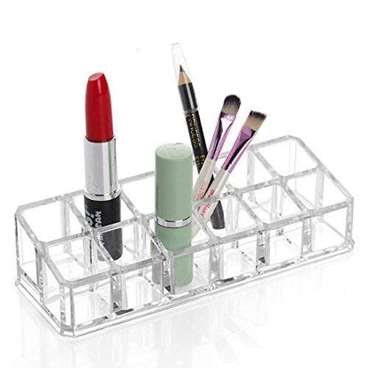 Cosmetic Make Up Clear Acrylic Lipstick Nail Paint Organizer with 12 Sections