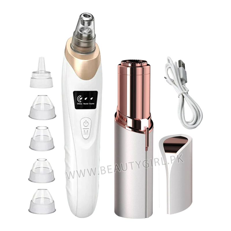 5 in 1 Rechargeable Blackhead Remover & Flawless Hair Removal Rechargeable Machine