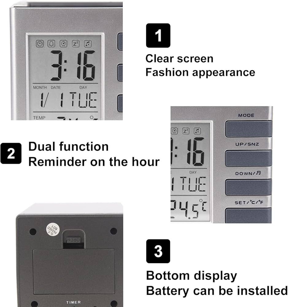 Multifunctional Square Shape Creative Pen Holder With Digital Clock LCD Display Screen Alarm Clock Calendar