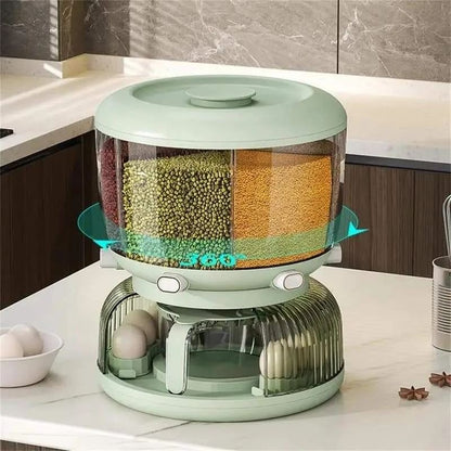 Rotating Grain Dispenser With Egg Storage Tray