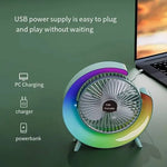 Multifunctional USB Charging Desktop Portable Floor Mounted Fan With RGB Light