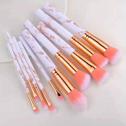 Marble Design Makeup Brush Set Pack Of 10Pcs