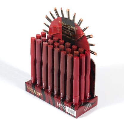 Miss Rose 2in1 Combination Lipstick + Lip liner 24Pcs Set