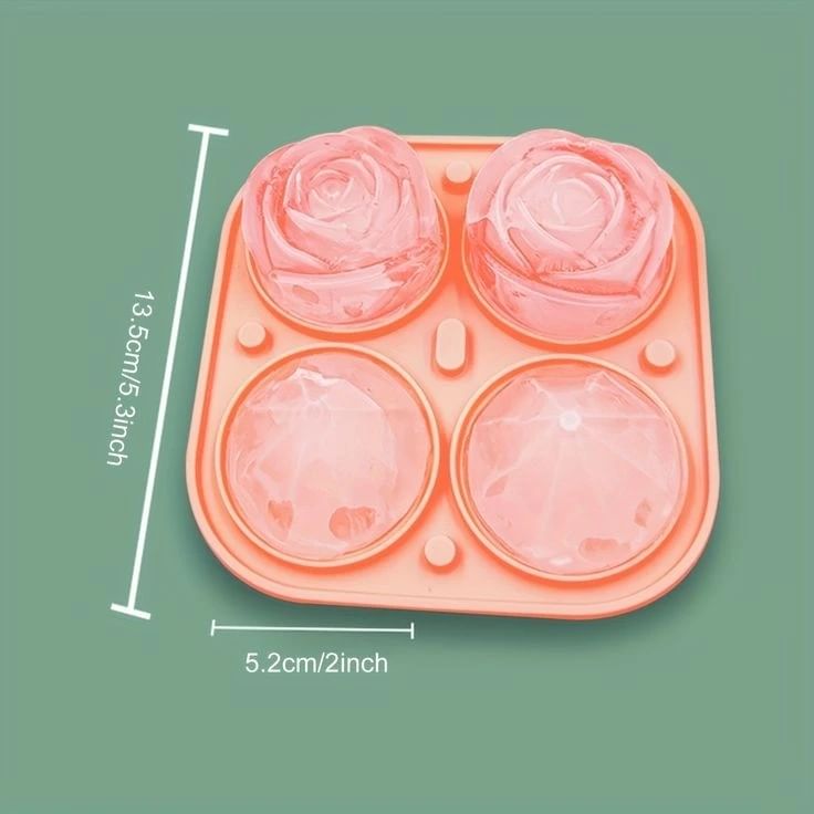 4-Grid Silicone Rose Ice Mold