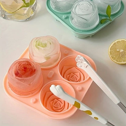 4-Grid Silicone Rose Ice Mold