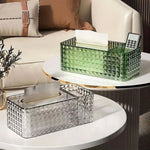 Luxury Diamond Pattern Acrylic Transparent Tissue Box With Stationary Remote Control Holder