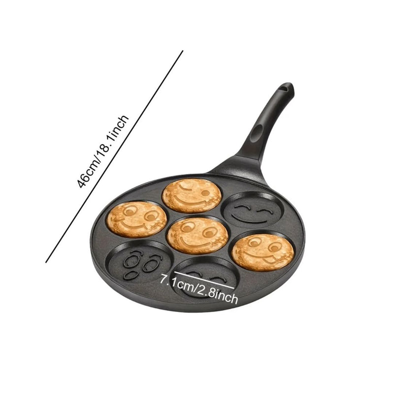 Non Stick Emoji Smiley Pancake Frying Pan with 7 Unique Flapjack Faces