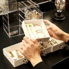 Acrylic Display Jewelry Stand 4 Trays With Drawers Organizer