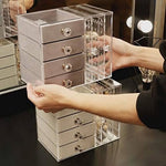 Acrylic Display Jewelry Stand 4 Trays With Drawers Organizer