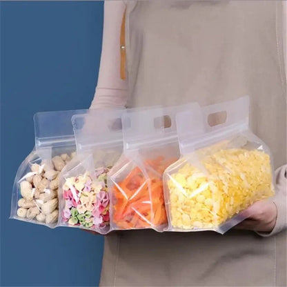 Multifunctional Portable Transparent PEVA Food Storage Bag With Proof Sealing Ziplock Reusable Set Of 4