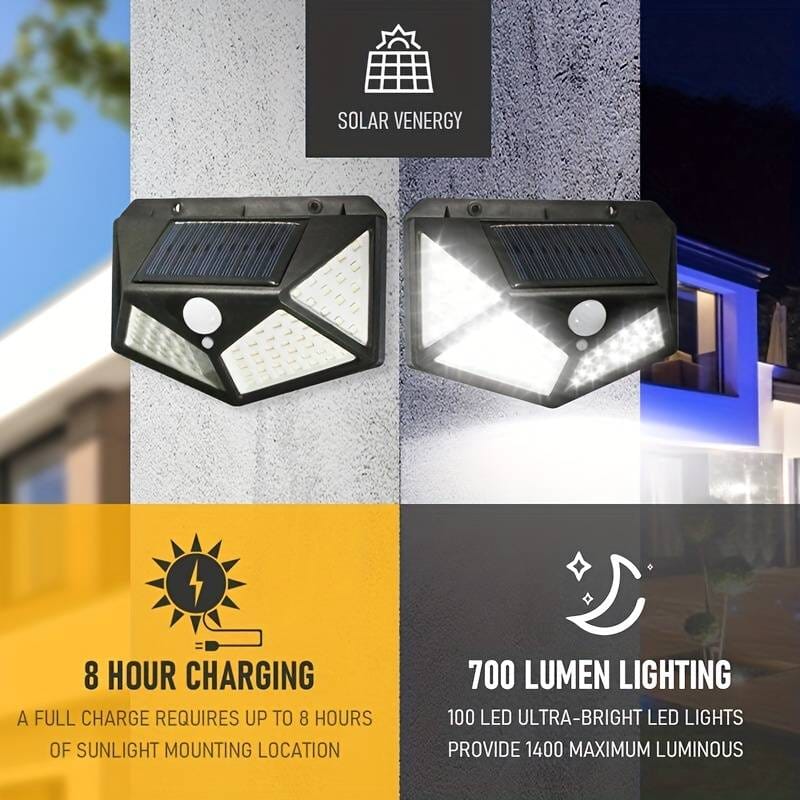 100 LED Solar Motion Charging Induction Light Source Motion Sensor Wall Lamp Solar Wall Light