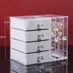 Acrylic Display Jewelry Stand 4 Trays With Drawers Organizer